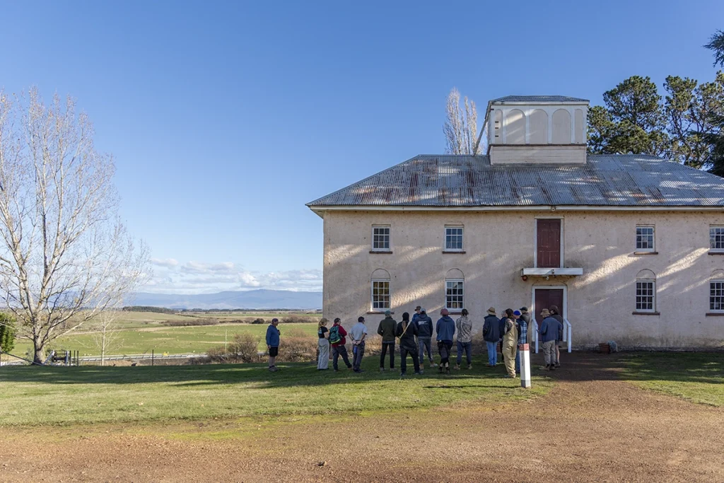 Practical instruction in building conservation at Woolmers Estate.